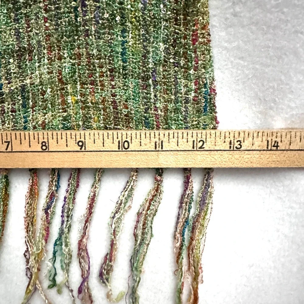 Mucros Weavers Ireland Green Multi Color Textured Fringe Scarf Muckross House